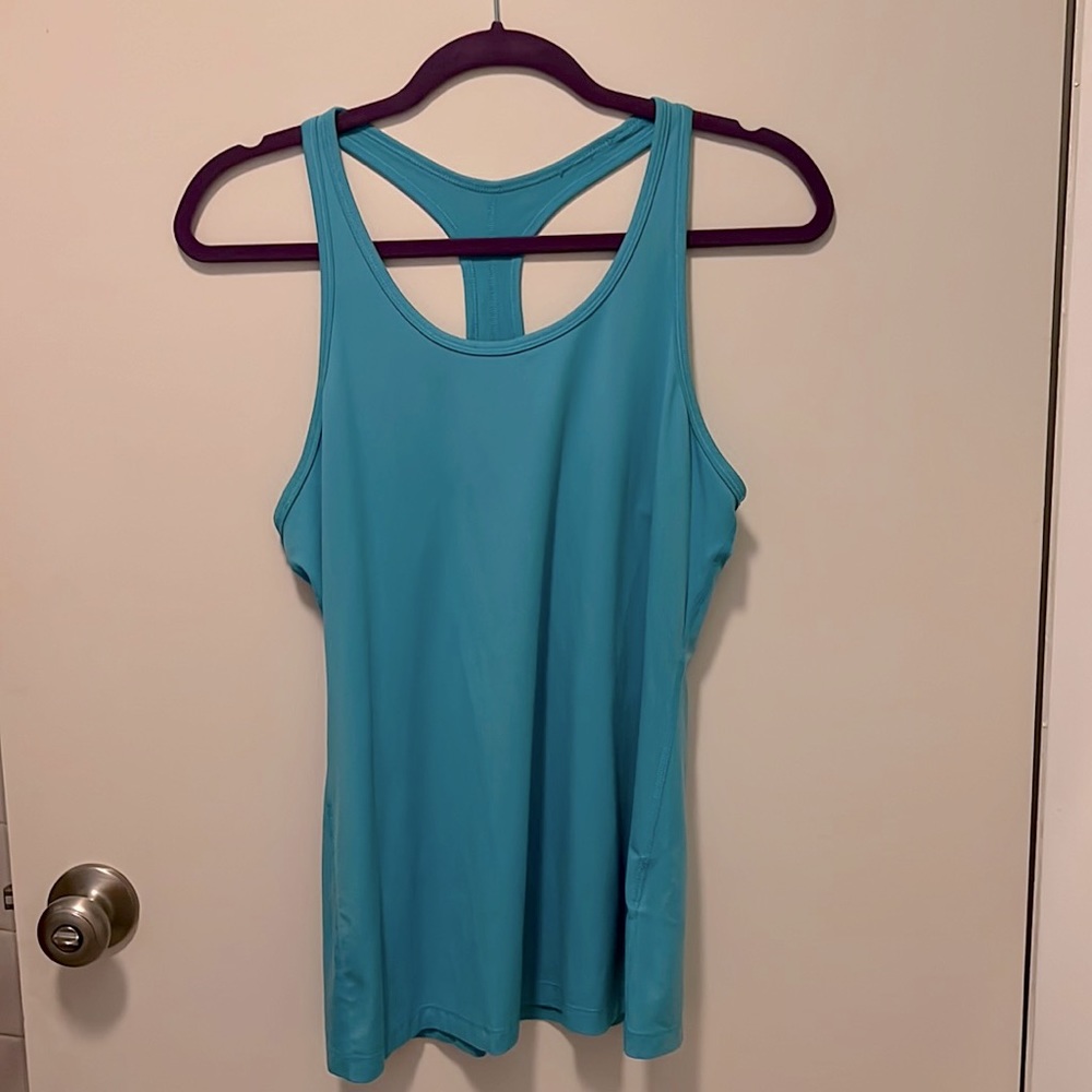 Blue Nike sports tank.